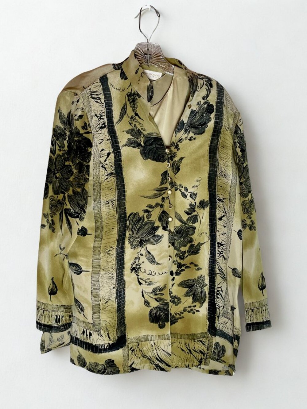 Dana Buchman silk mandarin collar silk jacket with reversible vest P8
